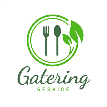 Catering Logo design template with Fork,Spoon, Healthy food plate