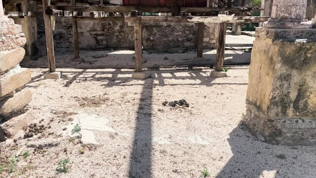 shot of abandoned machinery for extracting henequen in Yucatan mexico