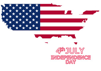 American flag map with Text independence day illustration transparency