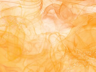 Orange&yellow abstract background of marble liquid ink art painting. Image of original artwork watercolor alcohol ink paint texture