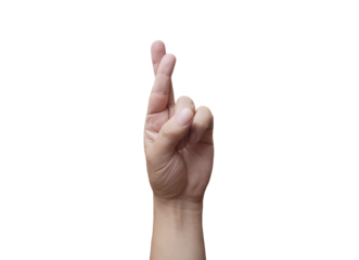 hand with fingers crossed on png transparent background - luck concept