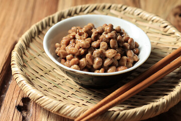 Close Up Natto Fermented Soybean with Stinky Smell.