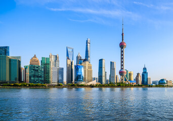 Fototapeta premium Shanghai skyline and modern buildings scenery, China.