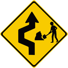road sign that warns : road work detour ahead