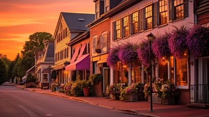 Gardinen Small town during a stunning sunset. Generative AI © piai
