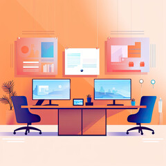 graphic design of a home office with computers