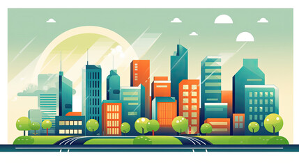 illustration of a colorful modern city