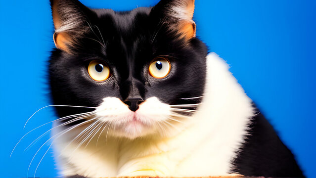 black and white cat , AI-generate image
