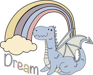 Dinosaur poster. Can be used for poster, card, banner, flyer. Hand drawn vector