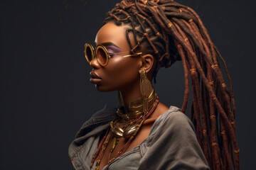 Generative Ai. a woman with dreadlocks and glasses