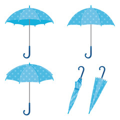 水色の水玉の傘　セット