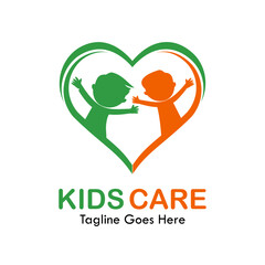 Kids care design logo template illustartion