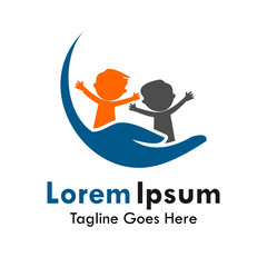 Kids with hands logo template illustration. there are kids and hands