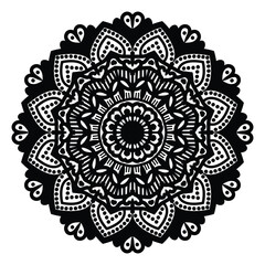 Circular pattern in form of mandala for Henna, Mending, tattoo, decoration. Decorative ornament in ethnic oriental style. Coloring book page.