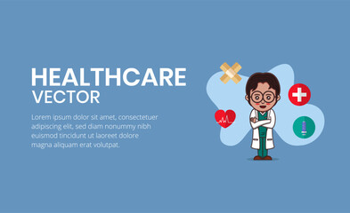 Vector of male doctor character on blue background