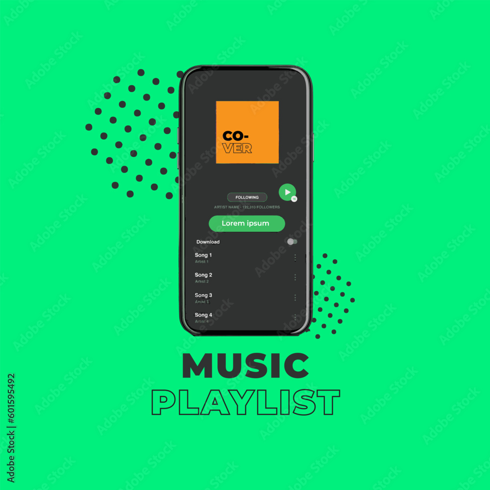 Aufkleber music display theme: music platform sample. spotify display template. joox. apple. iphone. google mu