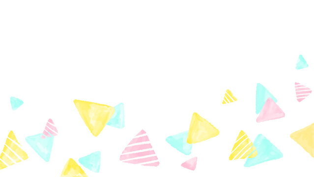 Abstract Triangle, Geometric Pattern Background, Simple And Cute Hand Drawn Watercolor Illustration / 抽象的な三角形、幾何学模様の背景、シンプルでかわいい手描きの水彩イラスト