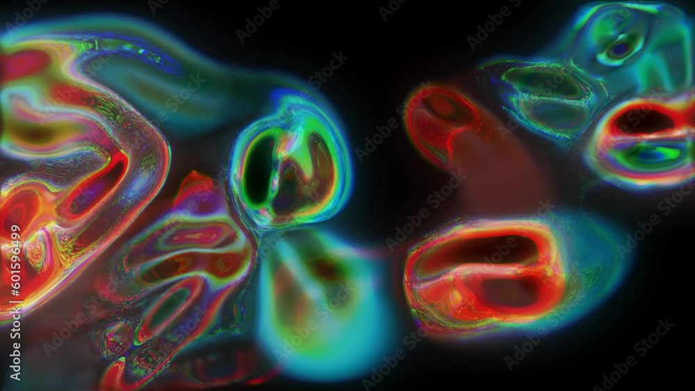 Poster artistic multicolored explosion of fluid ink moving and spreading on black background
