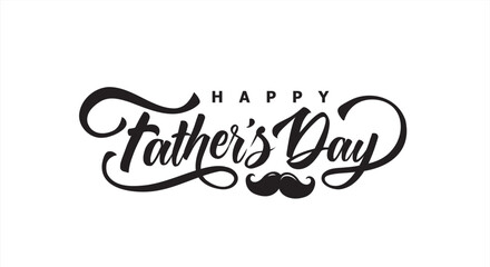 Happy Father's Day typography design, hand drawn lettering with mustache. - obrazy, fototapety, plakaty