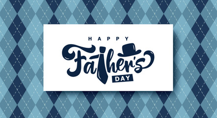 Happy Father's Day typography design, hand drawn lettering with necktie and hat. - obrazy, fototapety, plakaty