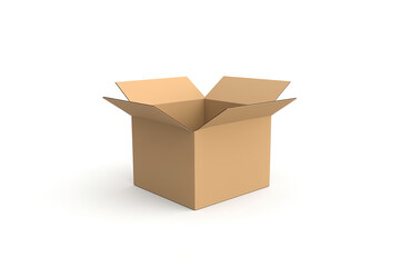 Cardboard box with opened cover isolated on white background. Created with Generative AI Technology