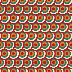Retro 70s Geometric Circular Pattern. Vintage Wallpaper.