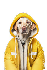 yellow lab wearing streetwear isolated on a transparent background, generative ai