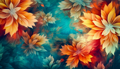 Illustration of an artistic colorful floral background