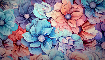 Illustration of an artistic colorful floral background