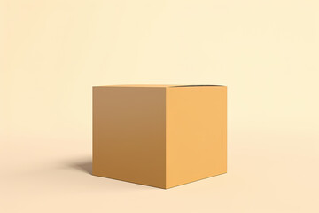 Cardboard box isolated on beige background. Created with Generative AI Technology