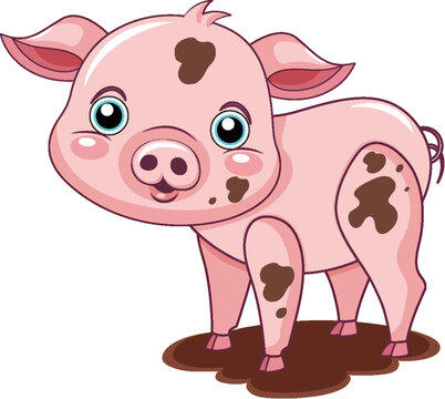 Cute pig cartoon character