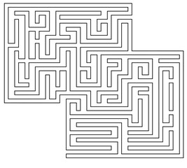 Maze Labyrinth With Entry And Exit. Vector Hand Drawn Illustration Isolated On White Background