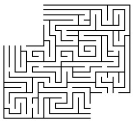 Maze Labyrinth With Entry And Exit. Vector Hand Drawn Illustration Isolated On White Background