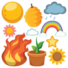 Set of isolated object flat style