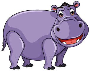 Hippopotamus In Cartoon Style