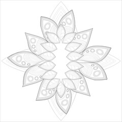 Decorative Doodle flowers in black and white for coloringbook, cover, background, wedding invitation card. Hand drawn sketch for adult anti stress coloring page isolated in white background.-vector