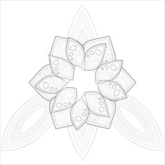 Decorative Doodle flowers in black and white for coloringbook, cover, background, wedding invitation card. Hand drawn sketch for adult anti stress coloring page isolated in white background.-vector
