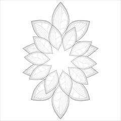 Decorative Doodle flowers in black and white for coloringbook, cover, background, wedding invitation card. Hand drawn sketch for adult anti stress coloring page isolated in white background.-vector