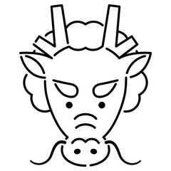 龍の顔のイラスト（線画）
