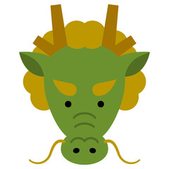 龍の顔のイラスト（カラー）