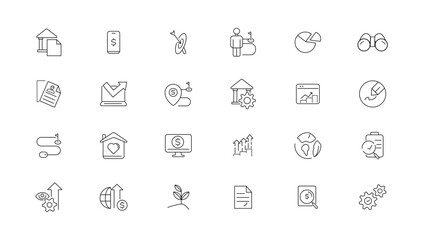 Growth and success line icons collection. Big UI icon set in a flat design. Thin outline icons pack.
