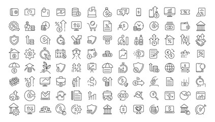 Fototapeta na wymiar Growth and success line icons collection. Big UI icon set in a flat design. Thin outline icons pack.