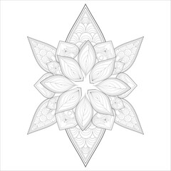 Colouring page of beautiful flowers for adults and kids in monochrome colour with white background