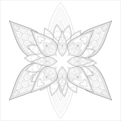 Colouring page of beautiful flowers for adults and kids in monochrome colour with white background