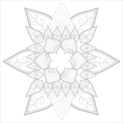 Colouring page of beautiful flowers for adults and kids in monochrome colour with white background
