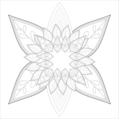 Colouring page of beautiful flowers for adults and kids in monochrome colour with white background