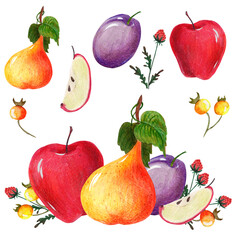 autumn clip art with vegetables and fruits