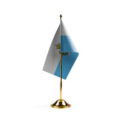 Small national flag of the San Marino on a white background