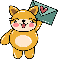 Fototapeta premium Cat Cartoon for Valentines Day
