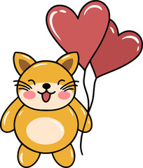 Obraz na płótnie Canvas Cat Cartoon for Valentines Day